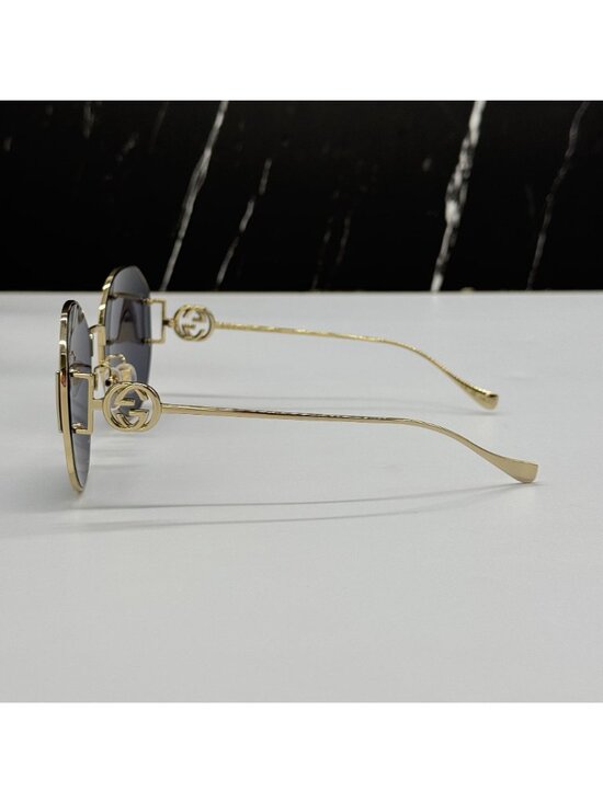 New Gucci GG1206SA 002 Women Oversized Gold Gray Sunglasses main image 12